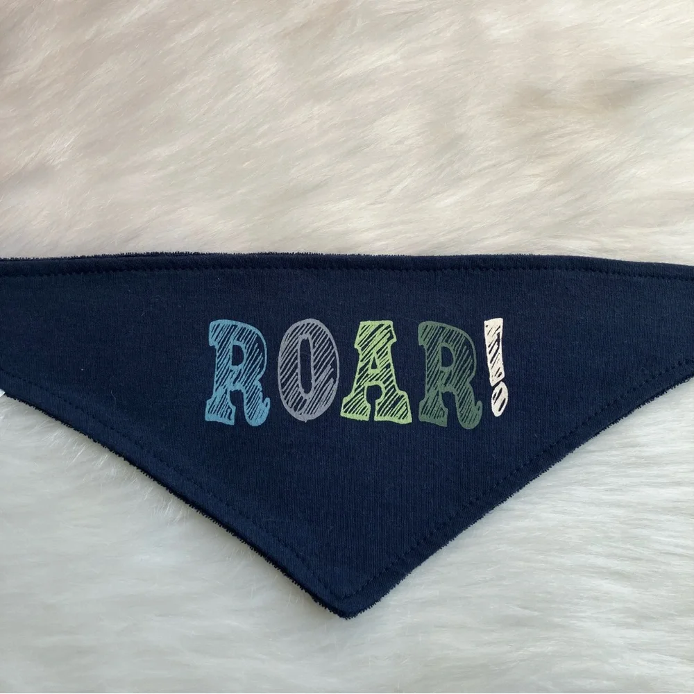 Modern Baby Boys Bandana Bibs - Dinosaurs and Mountains - Blue, Grey, & White